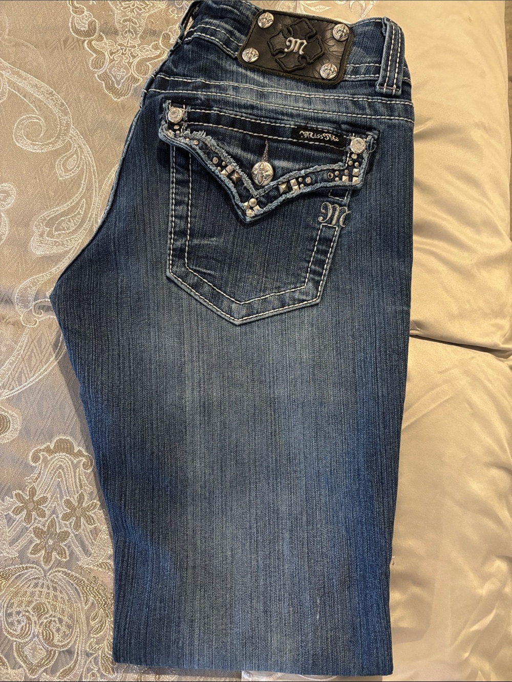 Miss Me Blue Embellished Back Pocket Jeans